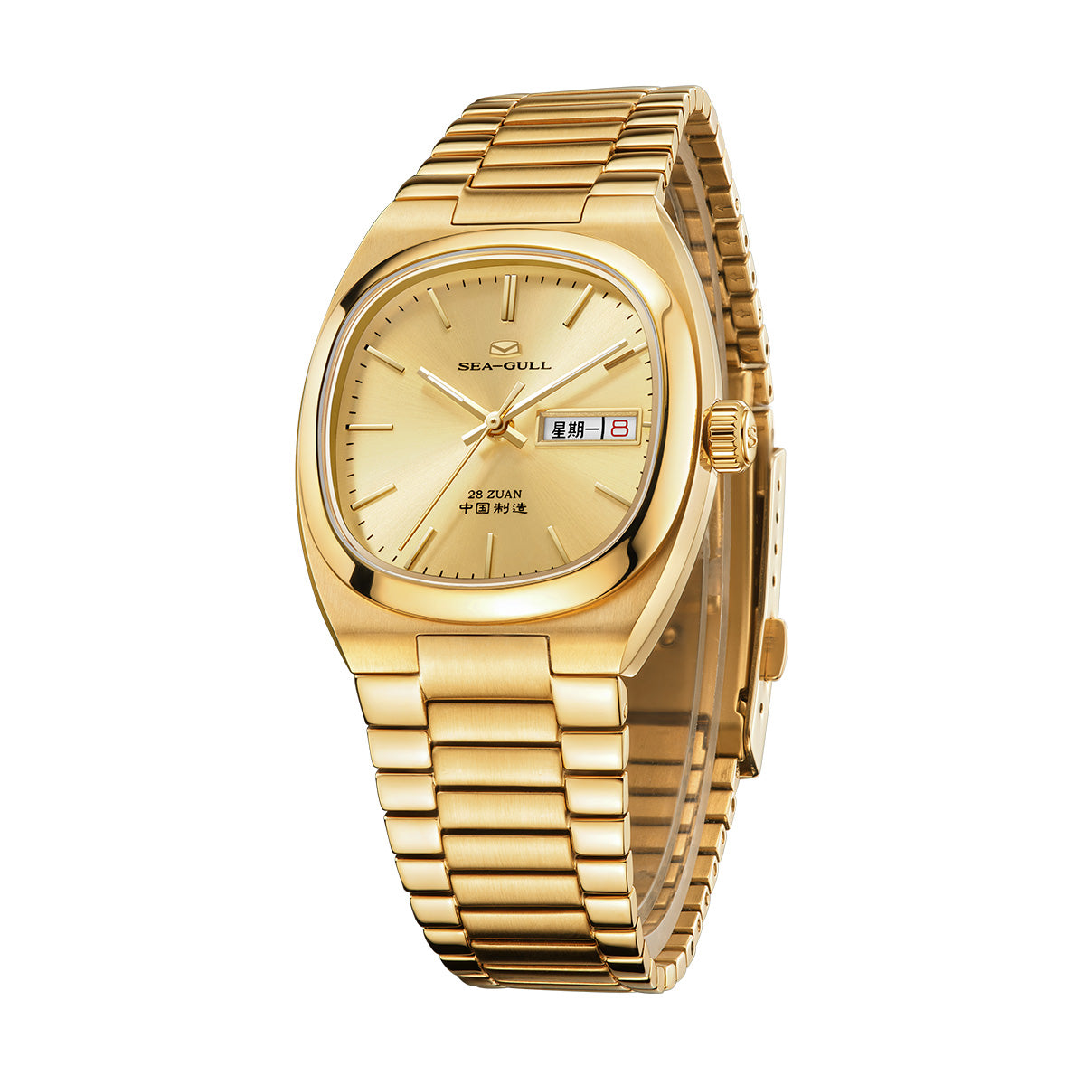 Day-date Calendar Tonneau Golden Watch 36mm