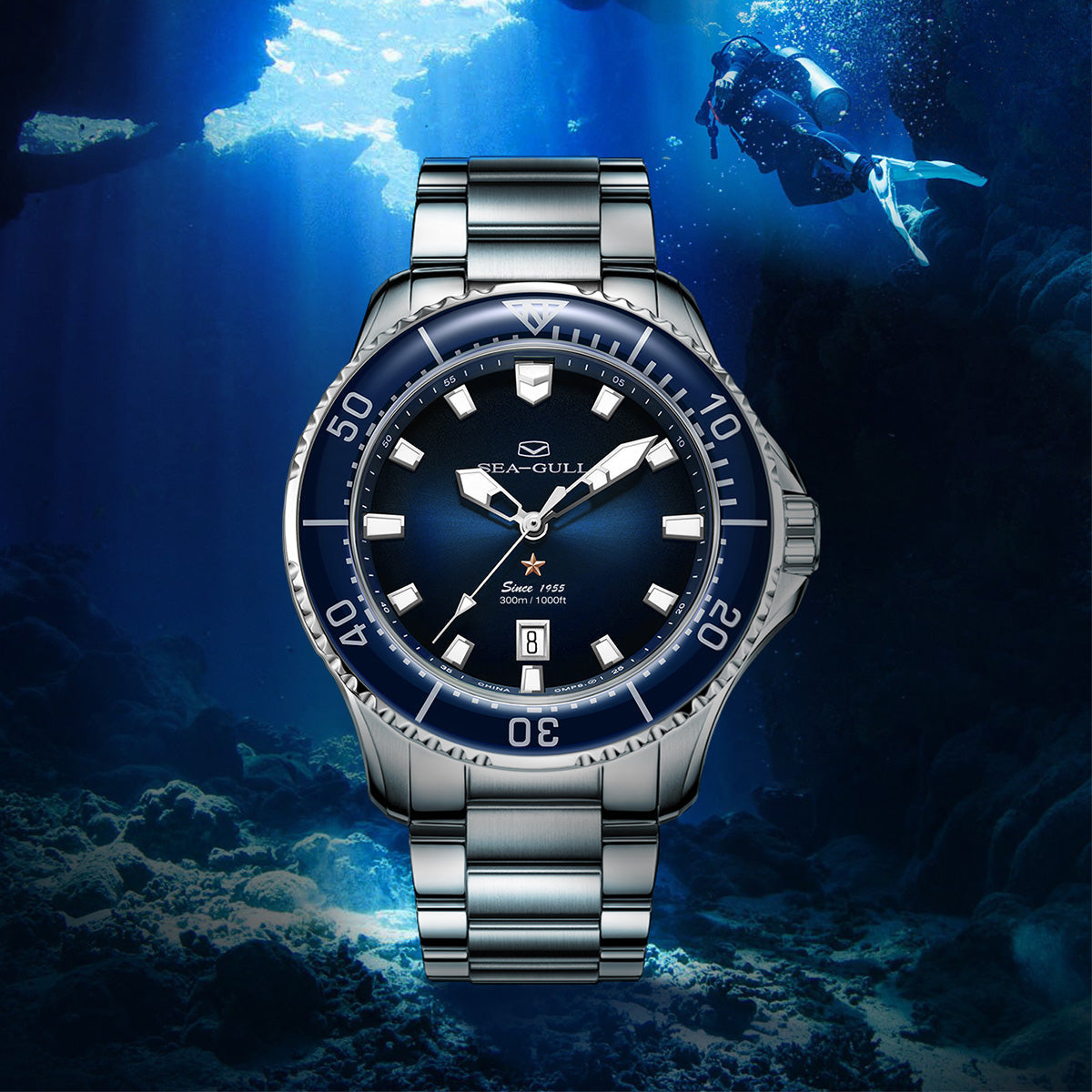 Ocean Series Pro 300m Waterproof Diving Watch 44mm