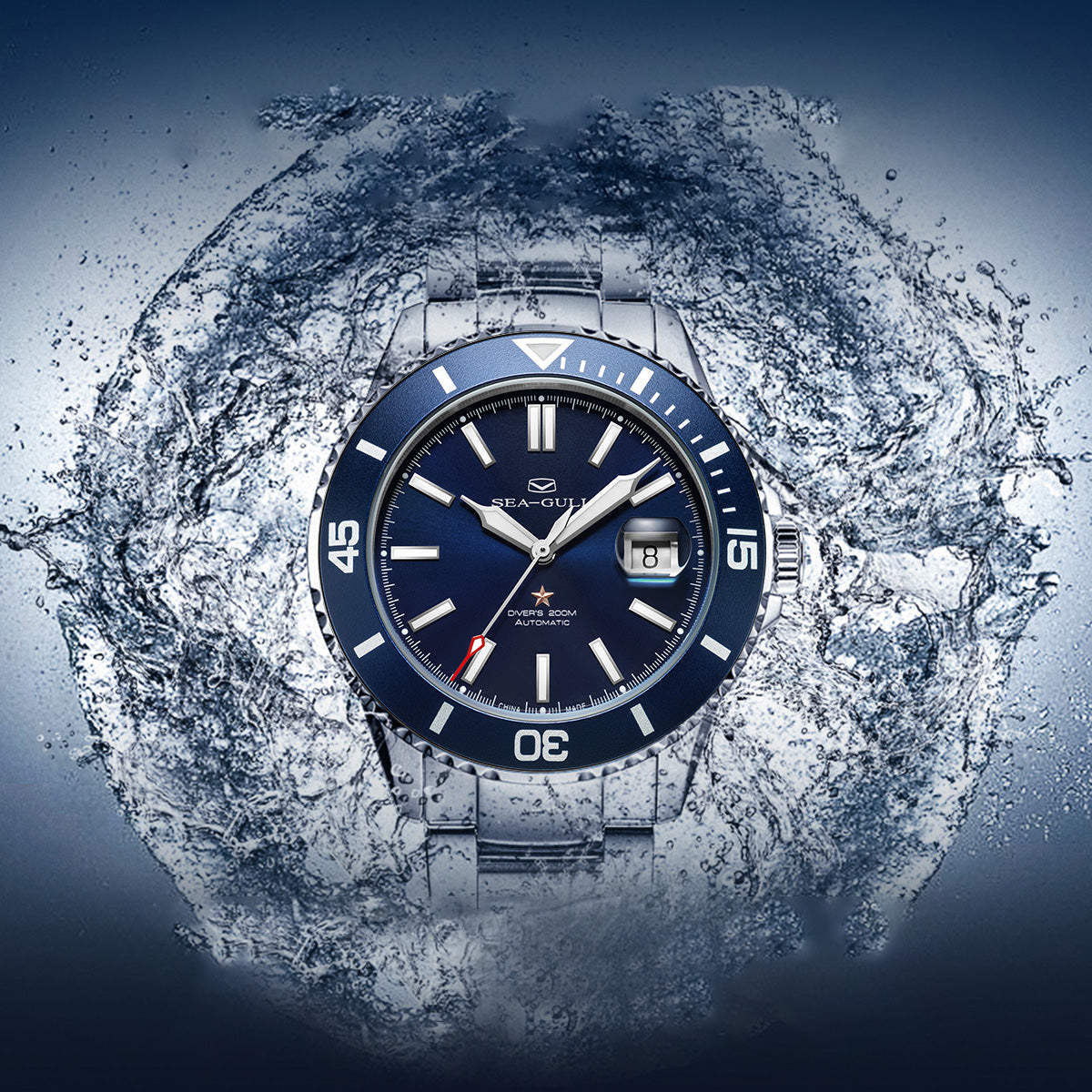 Ocean Series 200m Waterproof Magnified Date Window Dive Watch 44mm