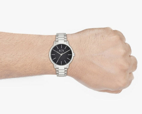 Armani Exchange Cayde AX2700 Men's Analog Watch – Black Dial with Silver Stainless Steel Bracelet