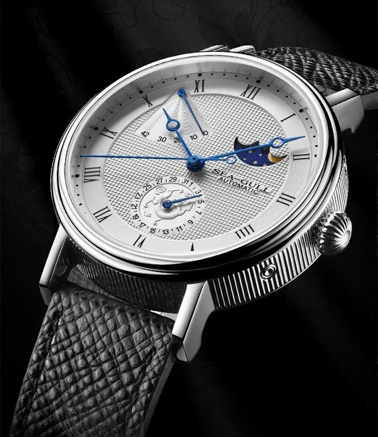 Moon Phase Calendar Power Reserve Flying Dragon Watch 41mm