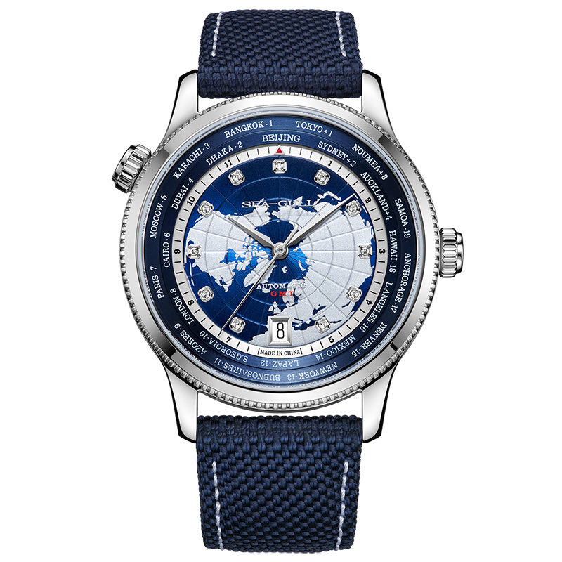 GMT World Time Business Watch Dual Time Zone Calendar 41mm