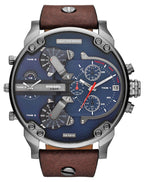 Diesel DZ7314 Mr. Daddy Chronograph Men's Watch – Blue Dial & Brown Leather Strap