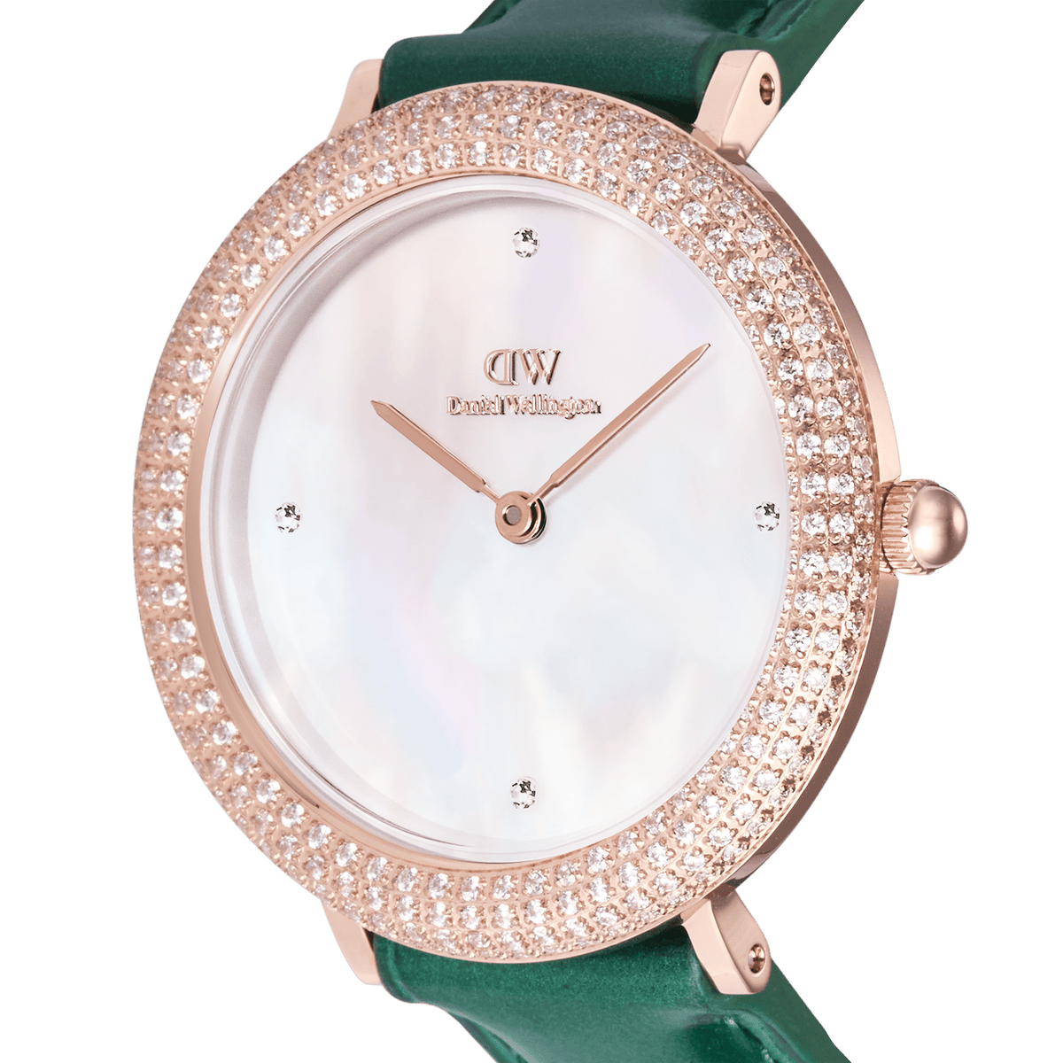 Crystalline Bezel Green Croc Rose Gold